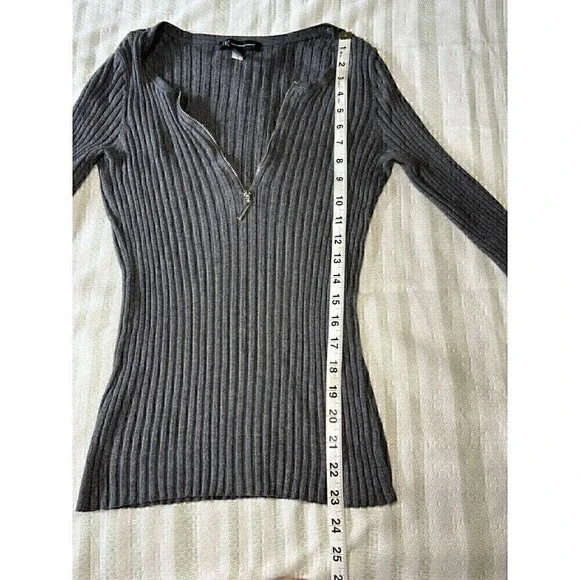 INC International Concepts Long Sleeve Juniors Large Ribbed Front Zipper Y2K 90s - Picture 4 of 11